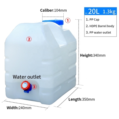 20l el tanque al aire libre plástico 350*240*340m m de la colección del agua de 5 galones
