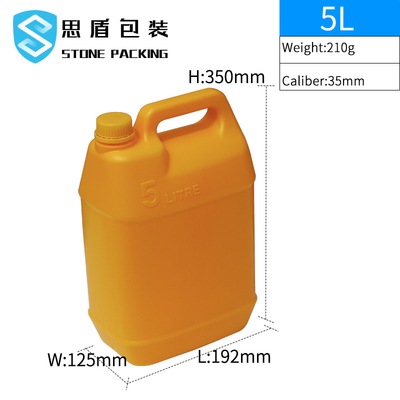 Envase de plástico líquido químico del HDPE 5l del calibre 35m m hermético
