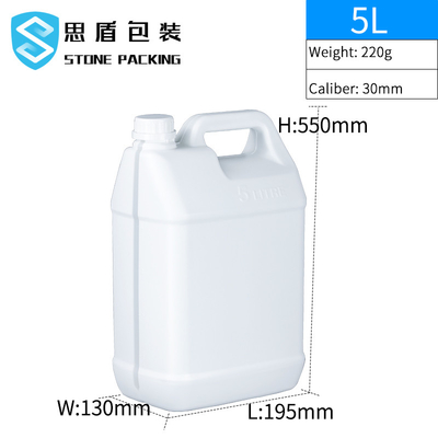 Cuadrado plástico del HDPE blanco de 128 onzas líquidas 5 OEM del cubo 220g del galón