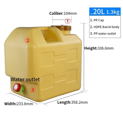 Da fruto el vinagre los tanques de agua de 20 litros que acampan con el grifo 1.3KG de la tapa