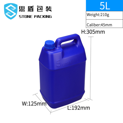 Botella plástica 5l del HDPE del calibre 45m m