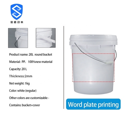 2.0m m reutilizables cubo de la pintura de 20 litros con las tapas BPA libres