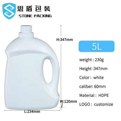 botellas vacías 2kg 5kg del detergente para ropa del HDPE del tapón de tuerca de 60m m