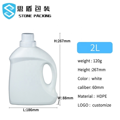 botellas vacías 2kg 5kg del detergente para ropa del HDPE del tapón de tuerca de 60m m
